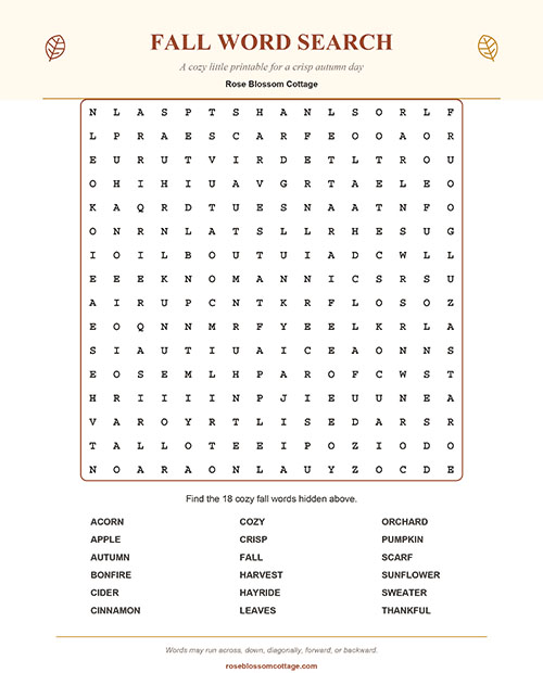 Fall 2026 Word Search